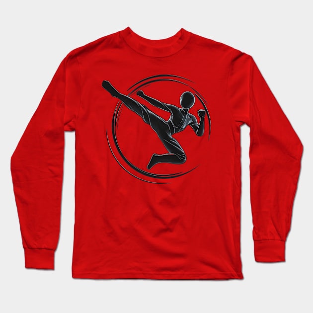 Elevate Your Style: Stickman Fly Kick Tee Long Sleeve T-Shirt by UrbanBlend